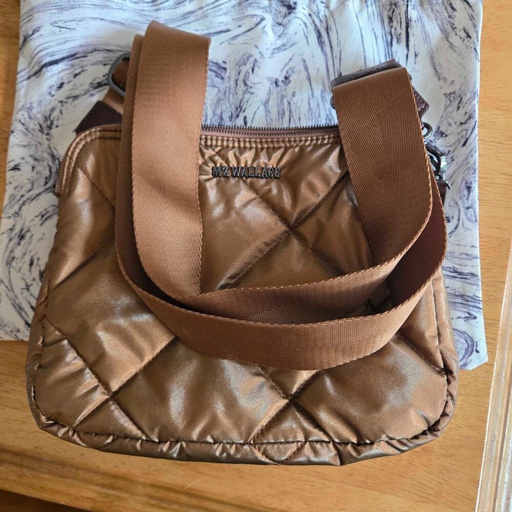 MZ Wallace Tiger Eye Pearl Quilted Bowery Crossbody